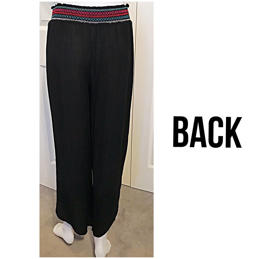 Blue Island Shirred Waist Wrap Chiffon Beach Pants - Picture 11 of 12